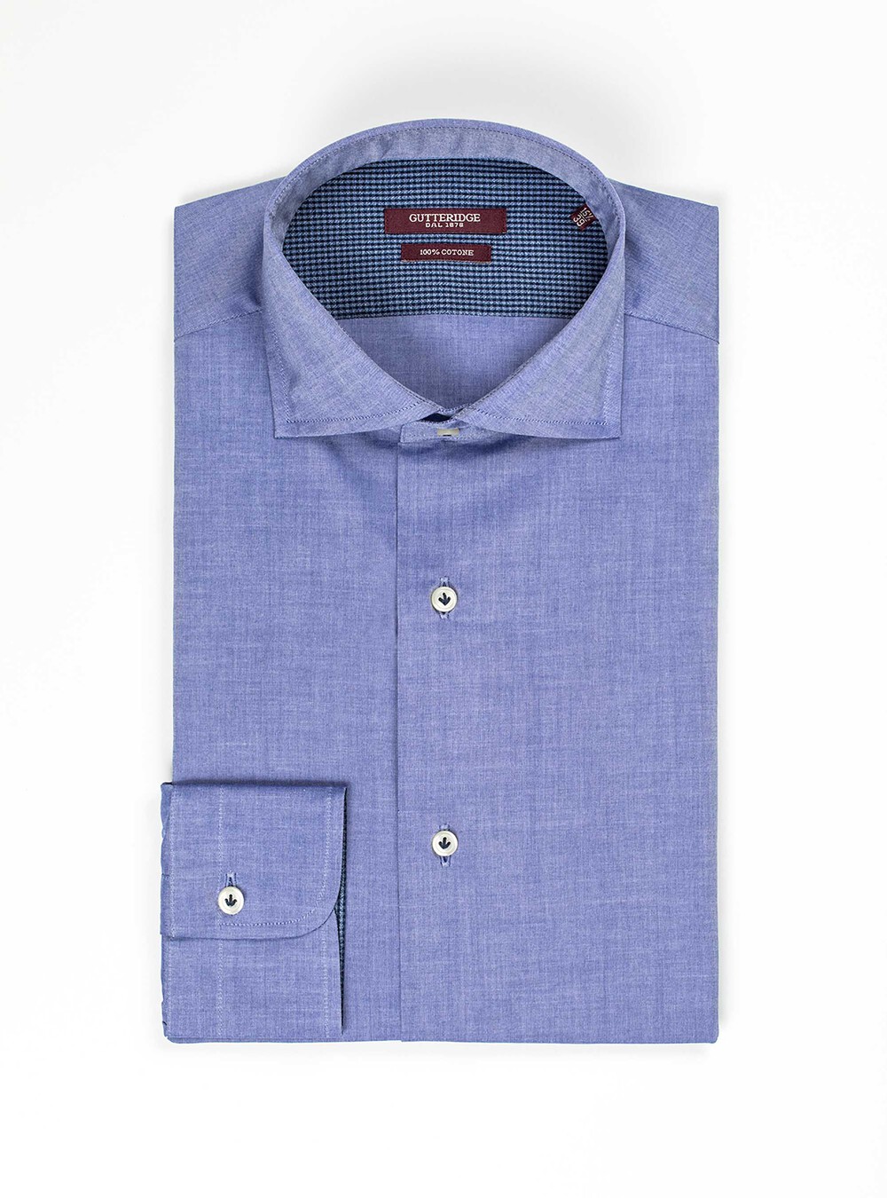 Plain cotton poplin French collar shirt