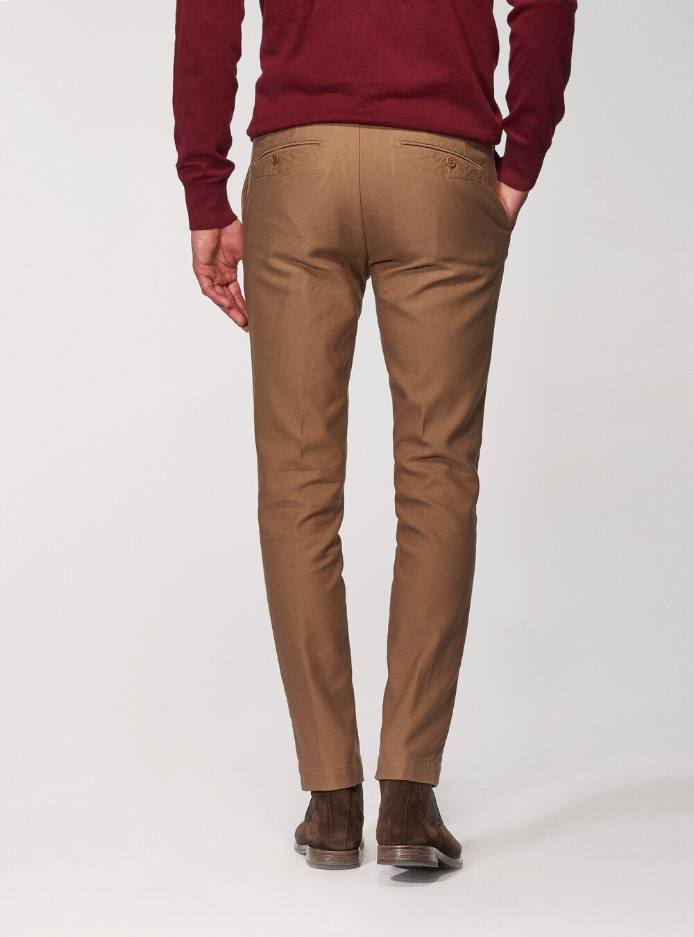 Weave cotton slim fit chino trousers | GutteridgeUS | Trousers Uomo