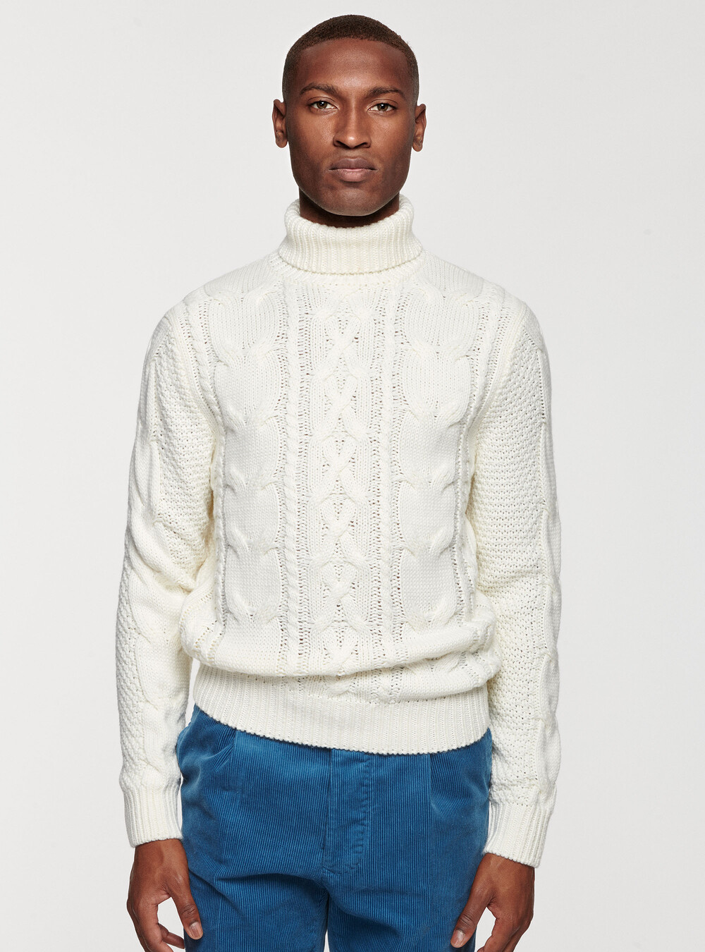 Wool Blend Cable-Knit Cardigan Vest