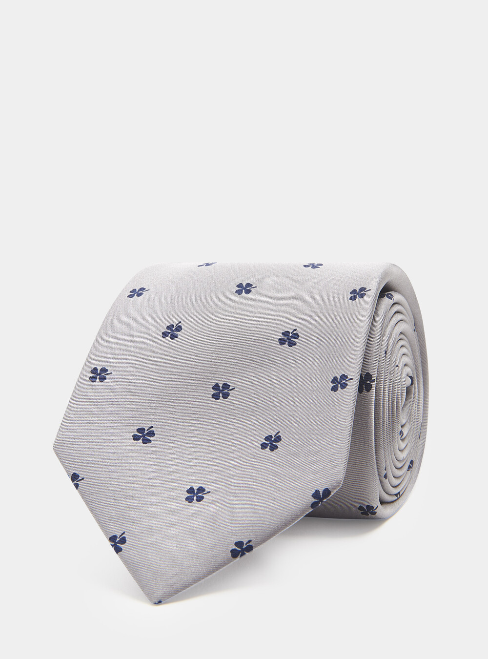Cravatta in seta stampa quadrifoglio