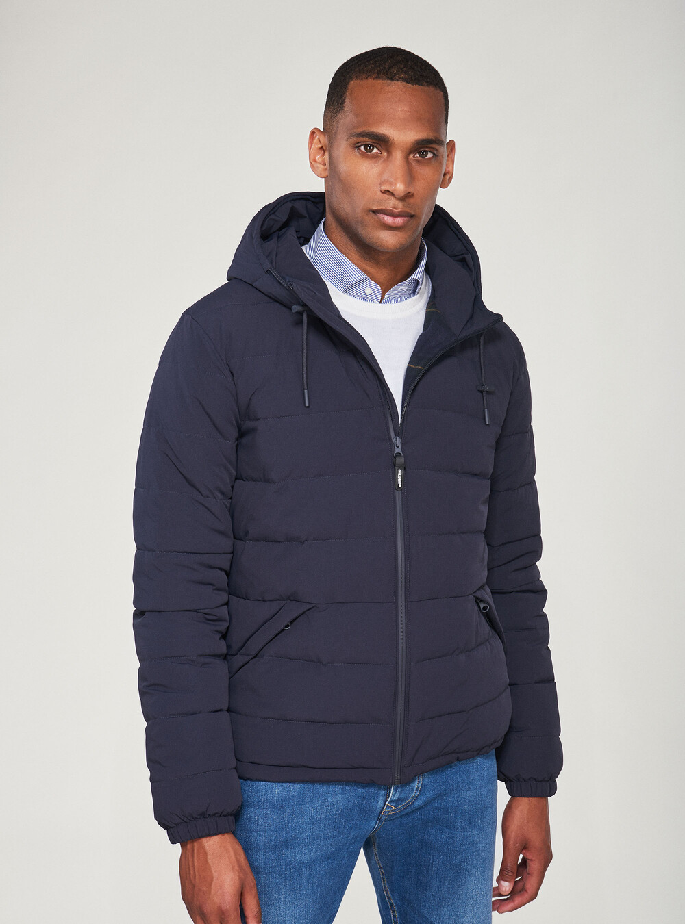 Bomber jacket in technical fabric with hood | GutteridgeEU | Men's catalog- gutteridge-storefront