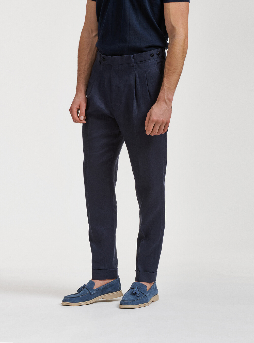 Pantaloni doppia pinces in puro lino | Gutteridge | catalog-gutteridge-storefront  Uomo