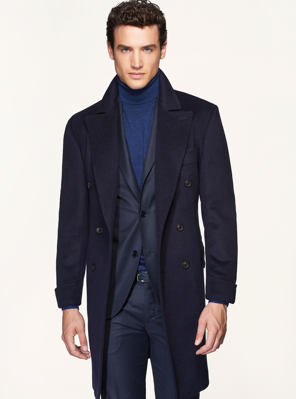 Cashmere wool double-breasted coat