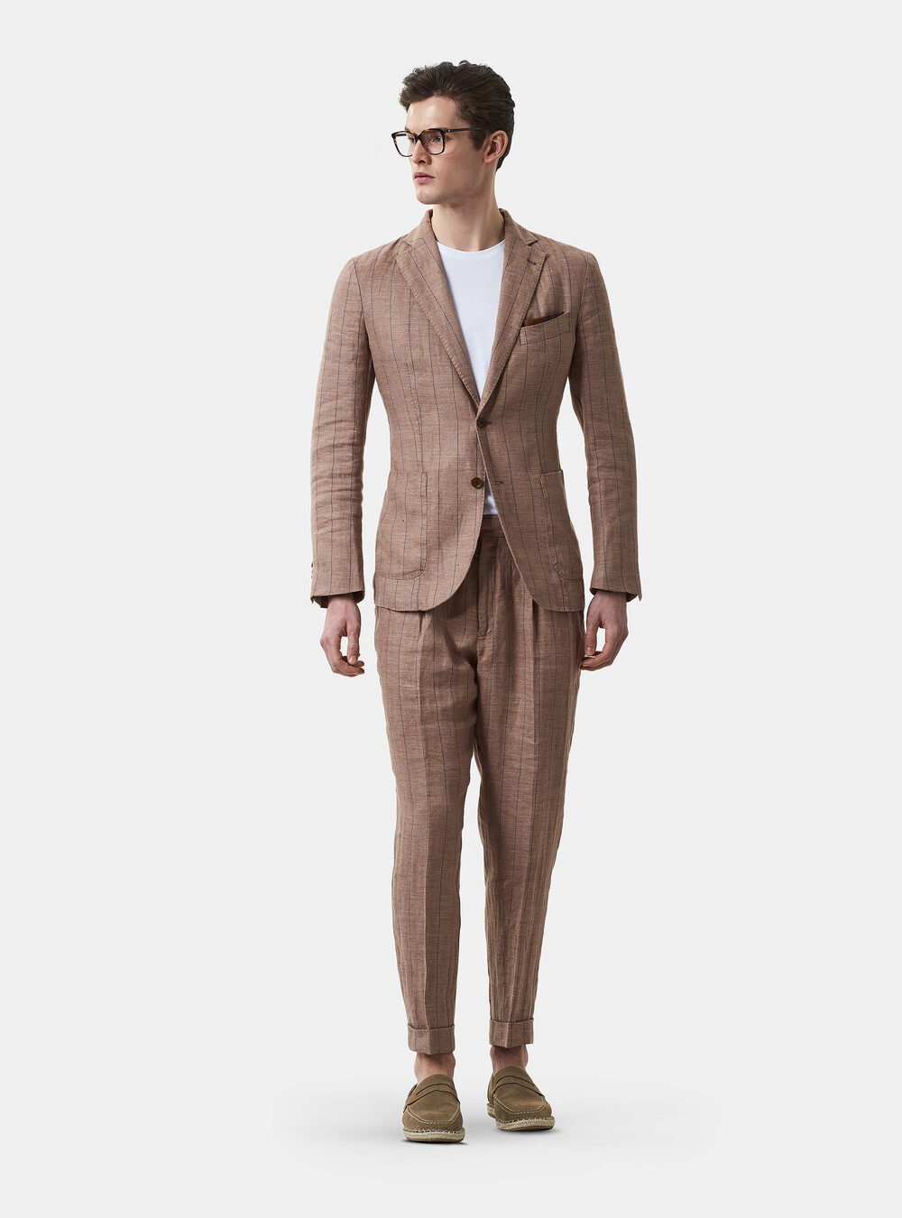 Linen pinstripe suit blazer