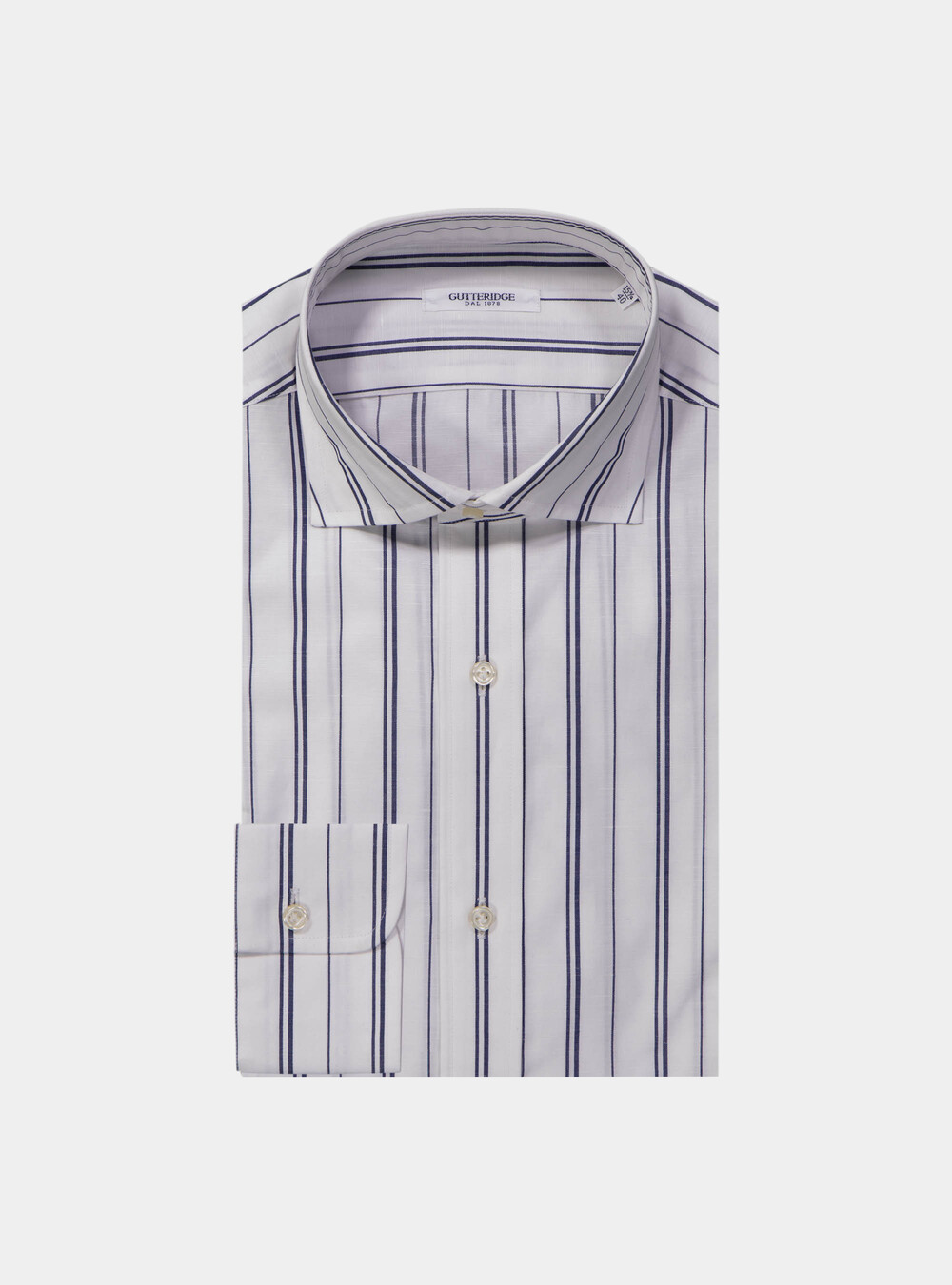 Camicia in cotone e lino rigato | Gutteridge | Camicie Uomo