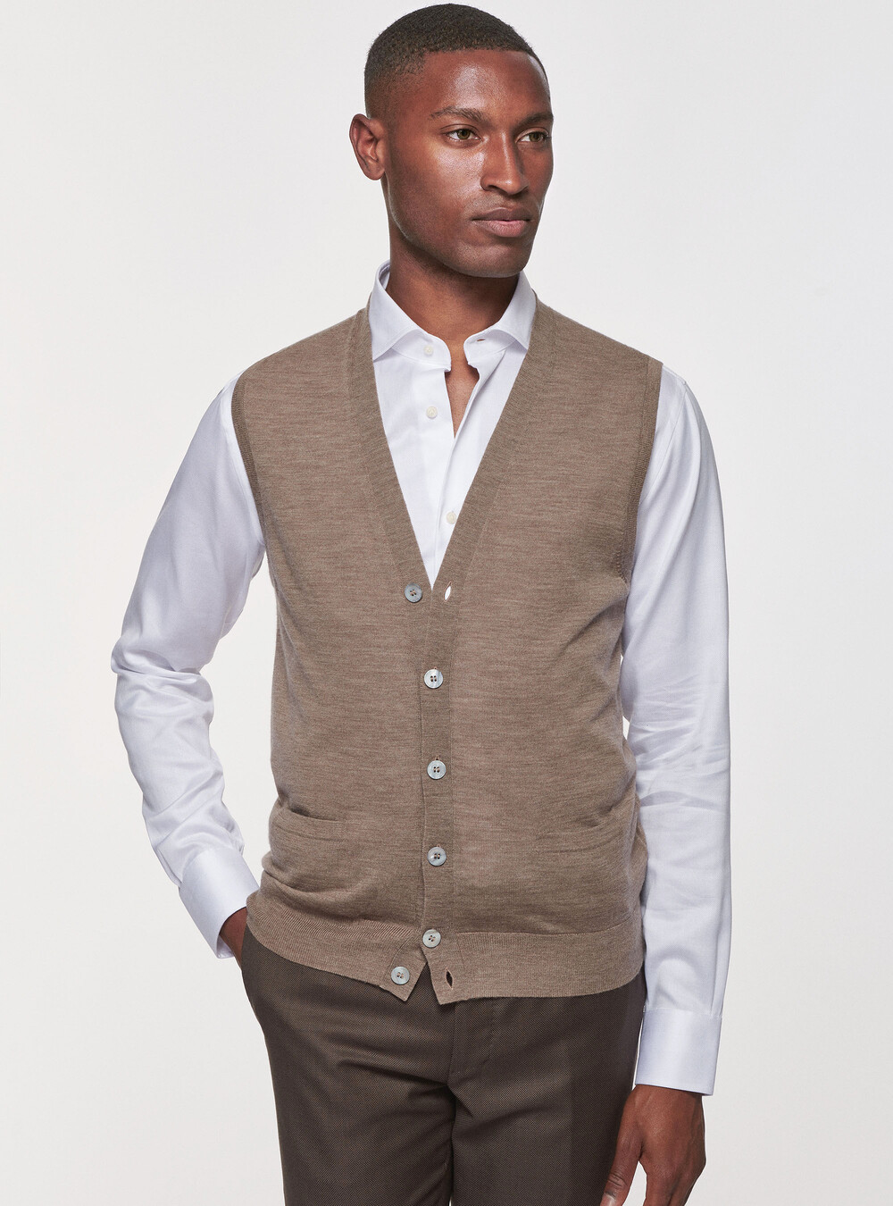 Knitted waistcoat in pure merino wool | GutteridgeEU | Men's  catalog-gutteridge-storefront