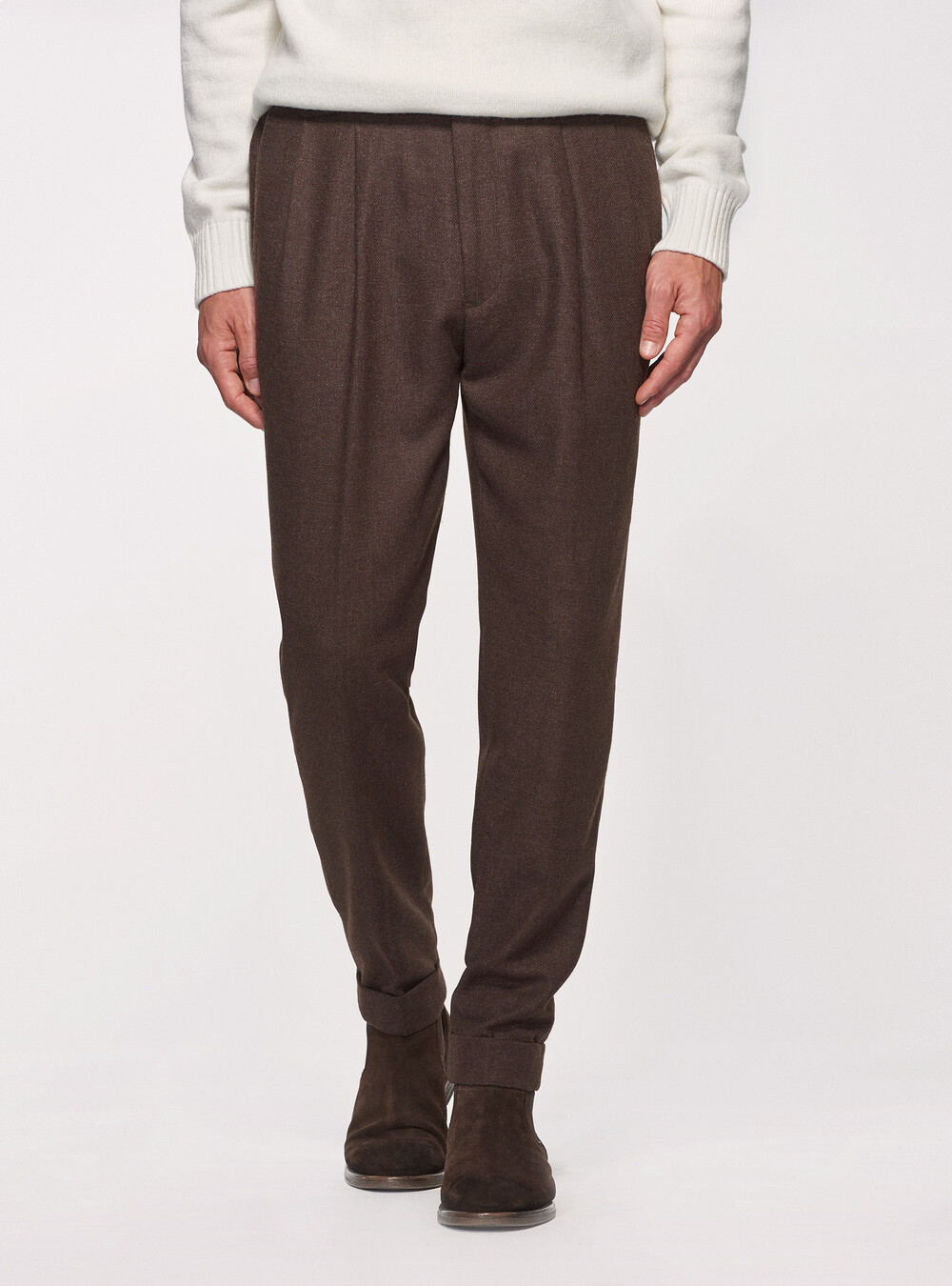 Pantaloni doppia pince in flanella di lana | GutteridgeEU |  catalog-gutteridge-storefront Uomo