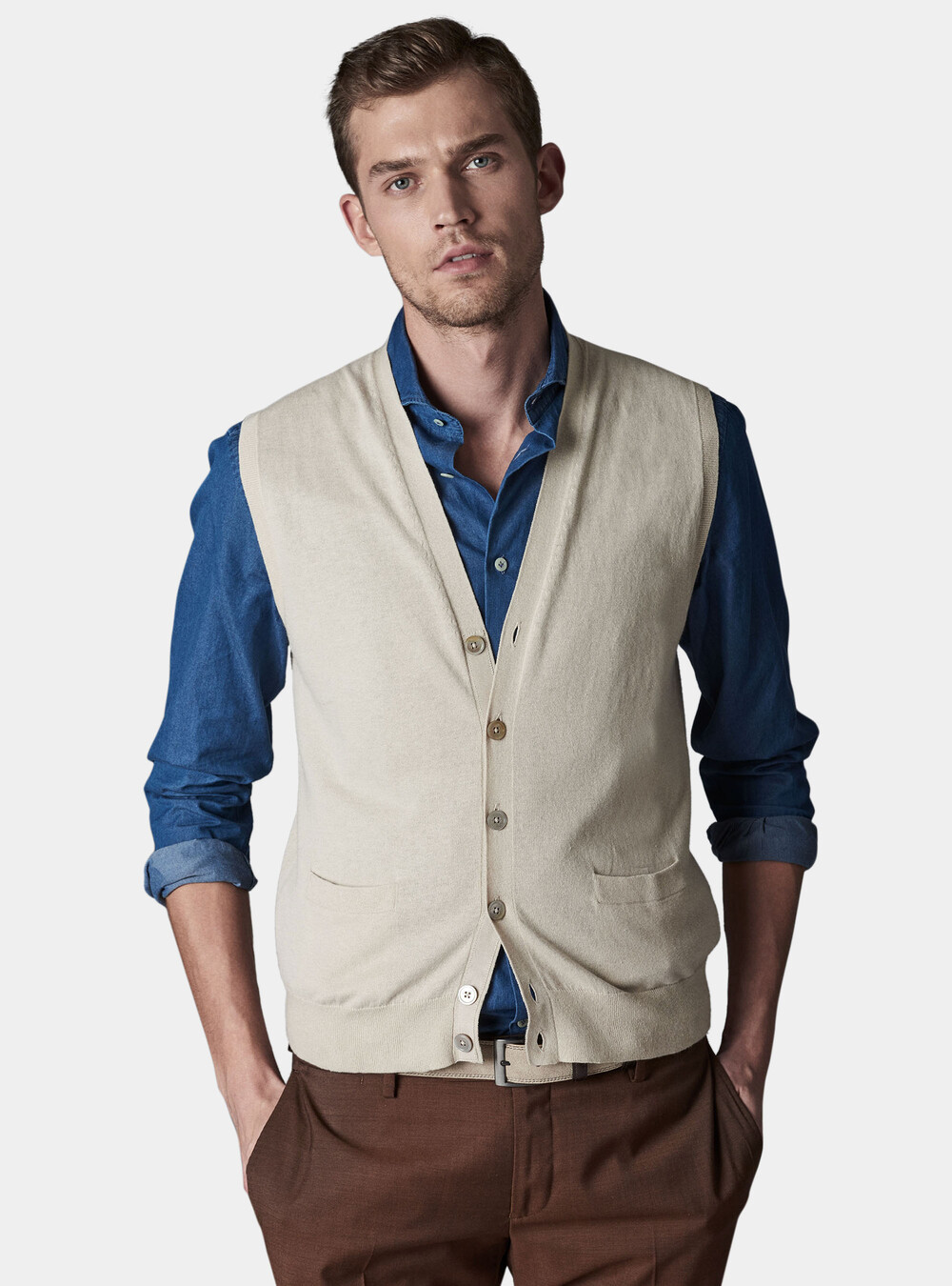 Cotton and linen jersey vest | GutteridgeEU | catalog-gutteridge-storefront  Uomo