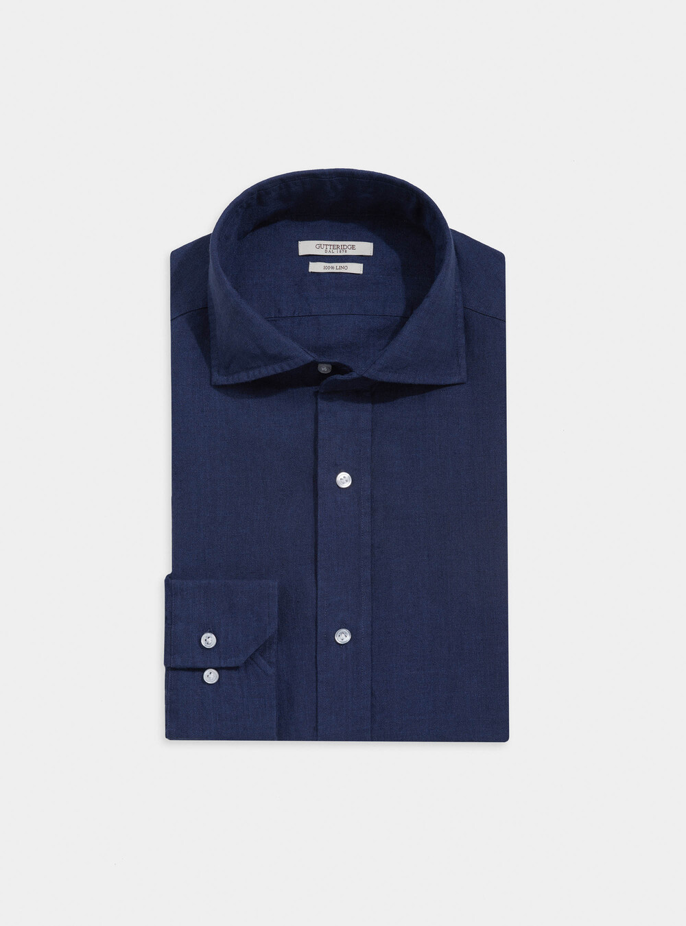 Camicia collo francese semiaperto in lino delavé | Gutteridge | catalog- gutteridge-storefront Uomo