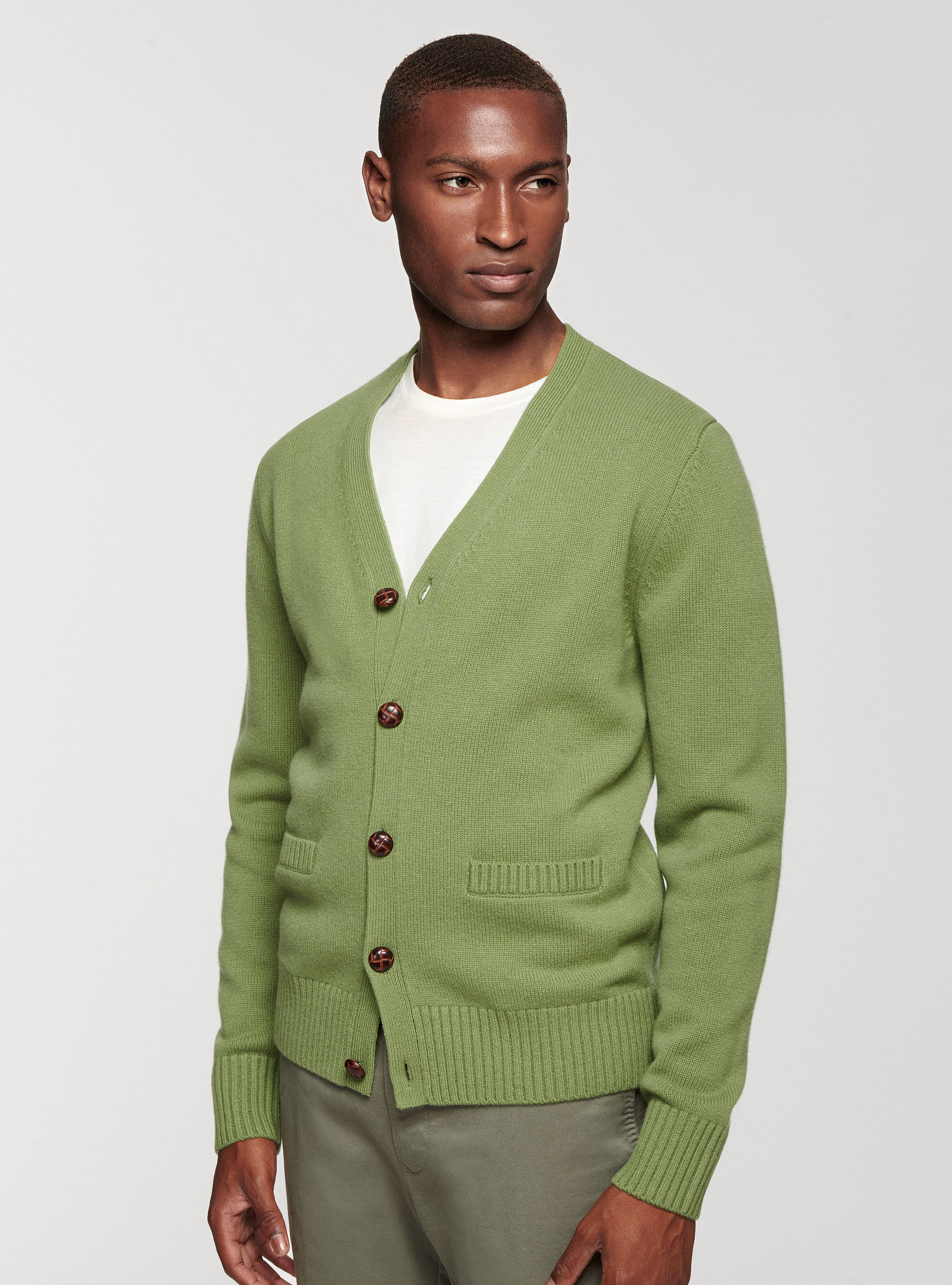 Olive green sale mens cardigan