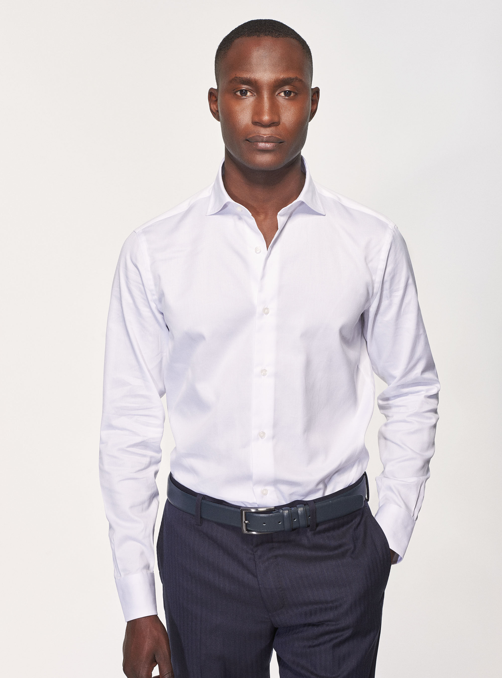 Slim fit cotton twill shirt | GutteridgeUS | Men's Shirts
