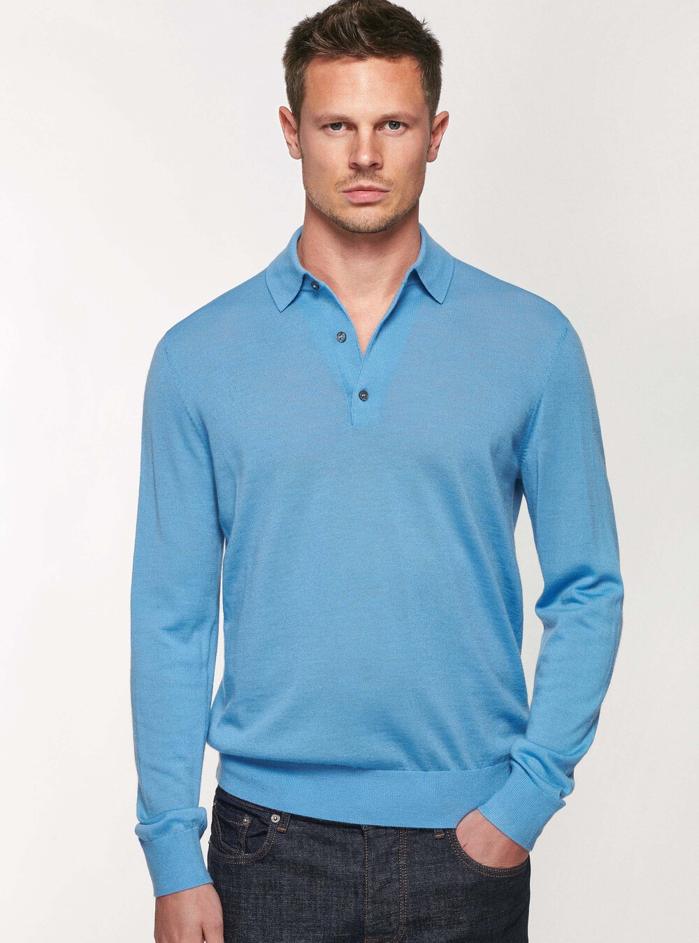 Pure merino wool polo shirt | GutteridgeUS | Men's Sweaters