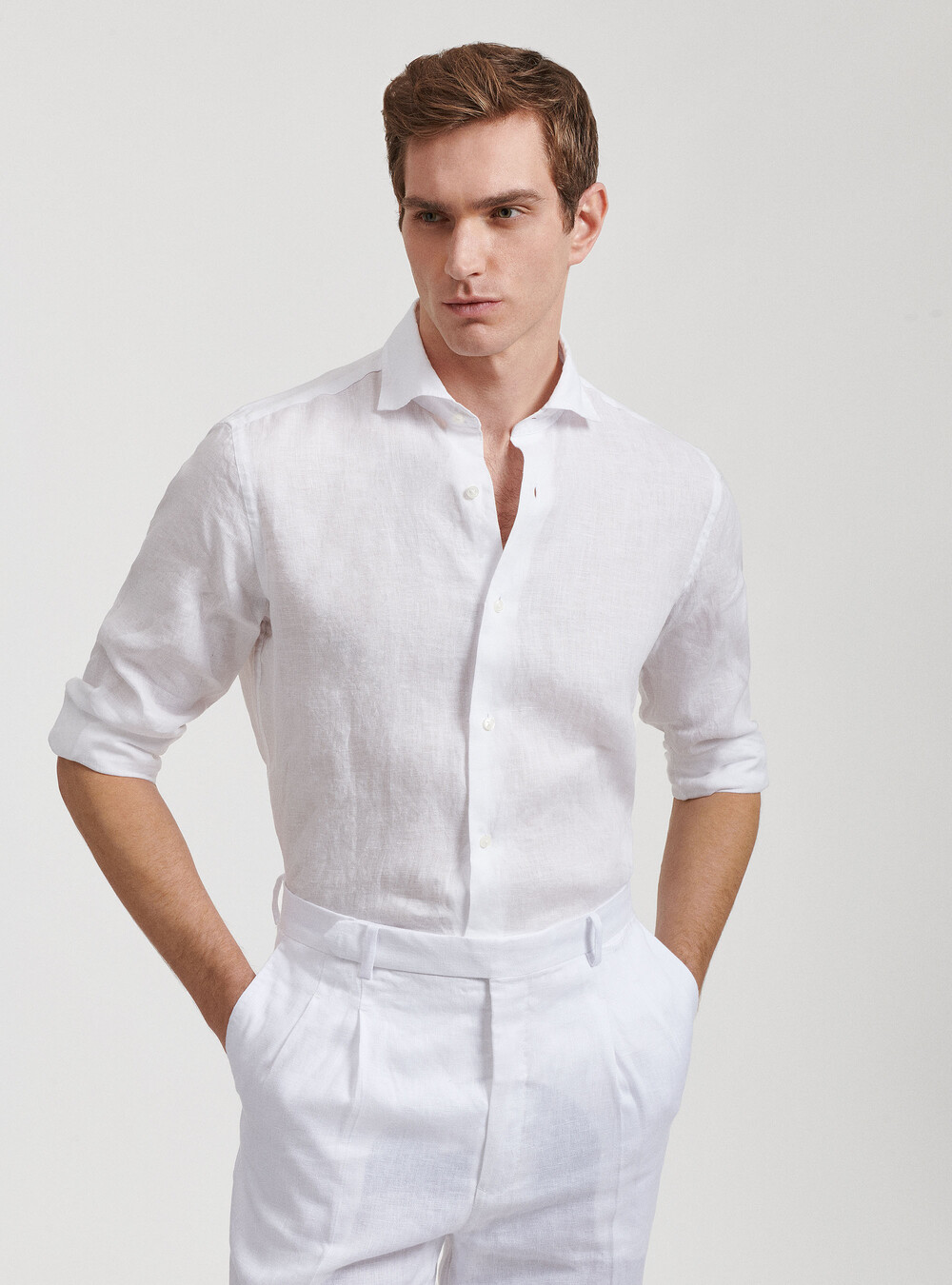 Camicia collo semi francese in puro lino | Gutteridge |  catalog-gutteridge-storefront Uomo