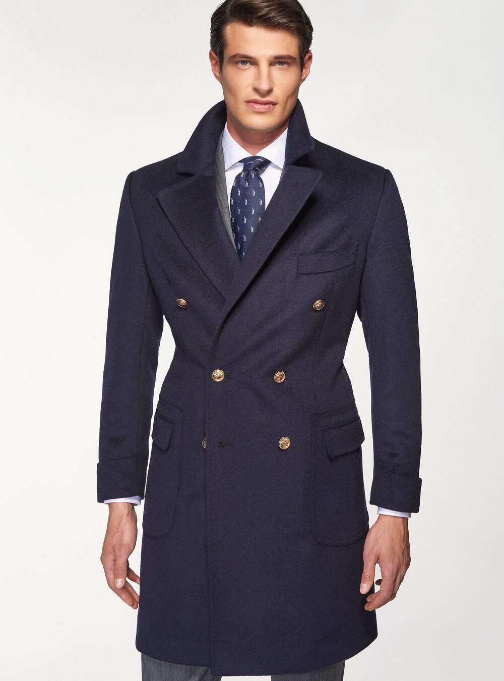 Cashmere wool double-breasted coat with metal buttons | GutteridgeEU |  catalog-gutteridge-storefront Uomo