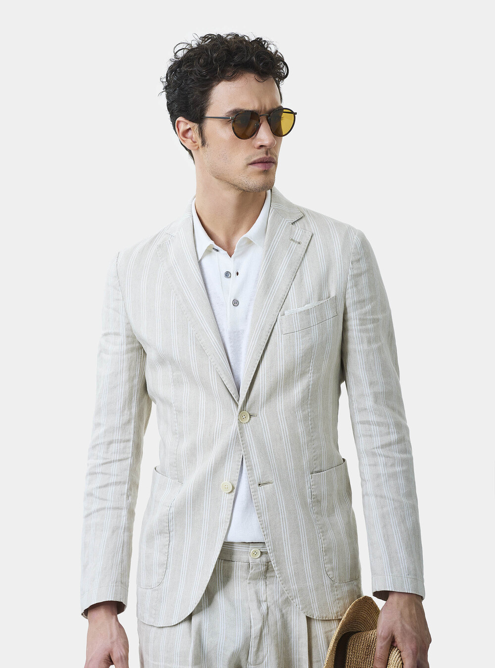 Giacca per abito in cotone e lino a righe | Gutteridge | catalog-gutteridge-storefront  Uomo