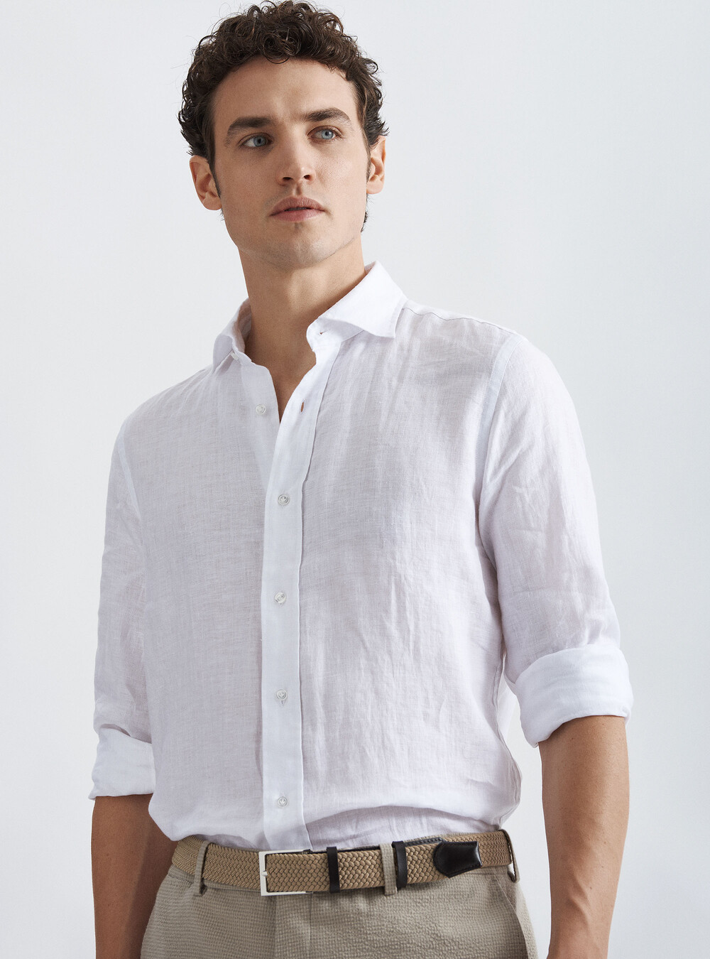 Camicia in puro lino con collo semi francese | Gutteridge | Camicie Uomo