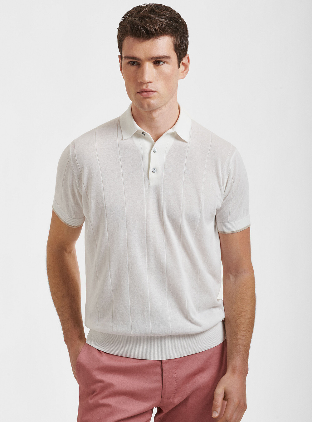 Pure cotton polo shirt with flat rib | GutteridgeUS | Clothing Uomo