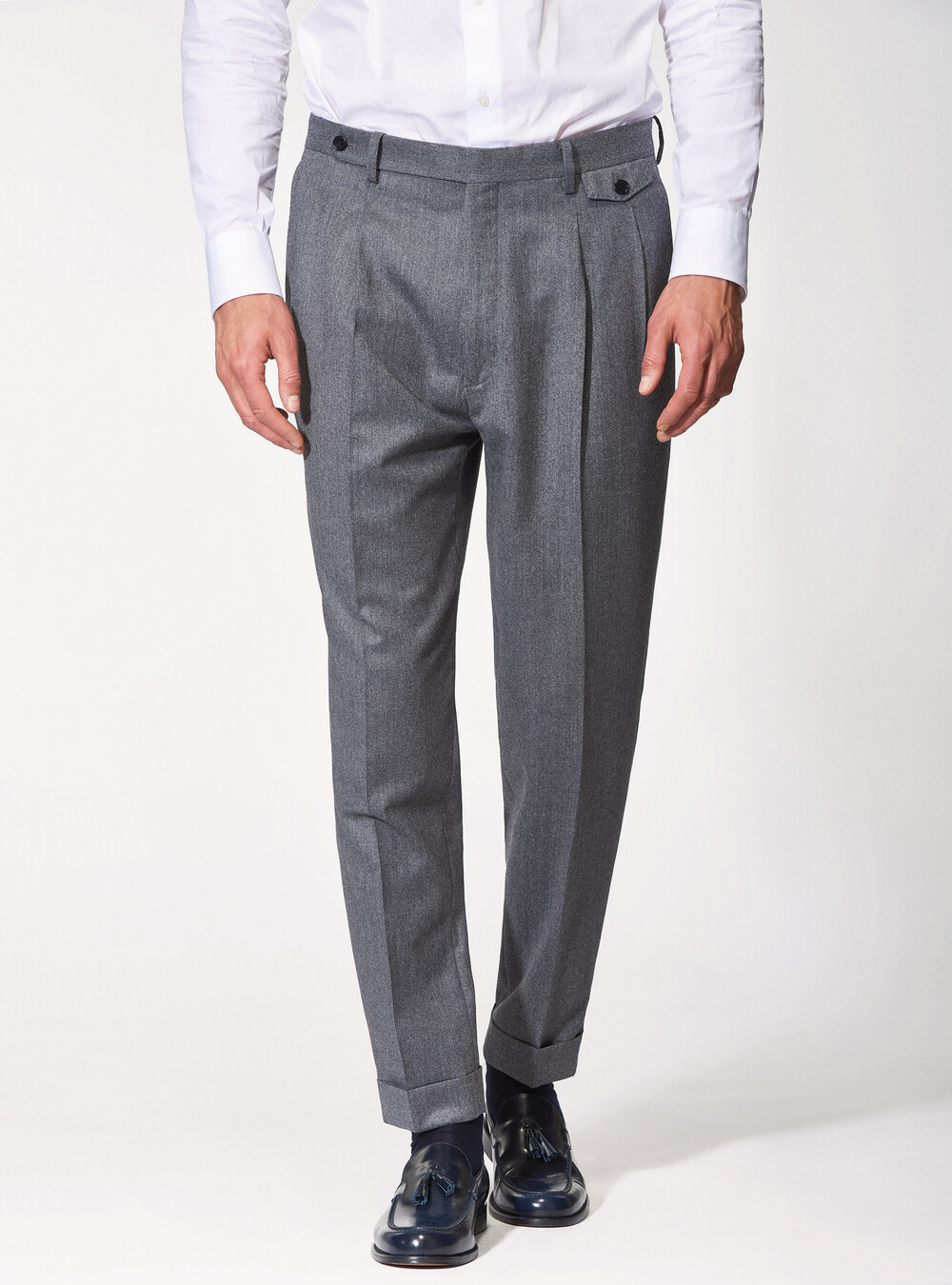 Pantaloni per abito in flanella di lana superfine 120's Vitale Barberis  Canonico | Gutteridge | Abiti Uomo