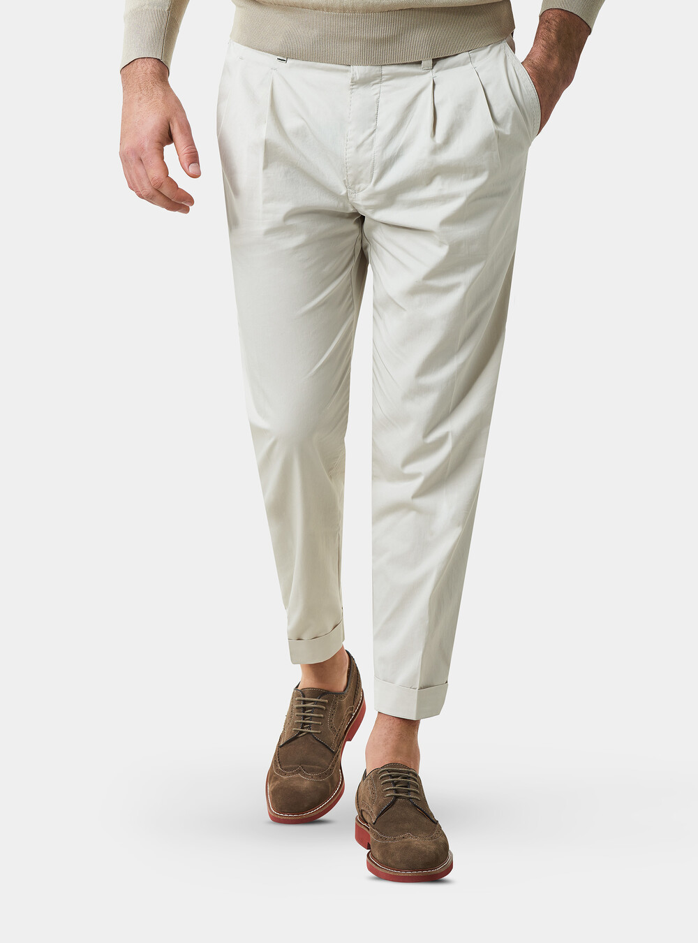 Pantaloni doppia pinces in twill di cotone | Gutteridge | Pantaloni Uomo