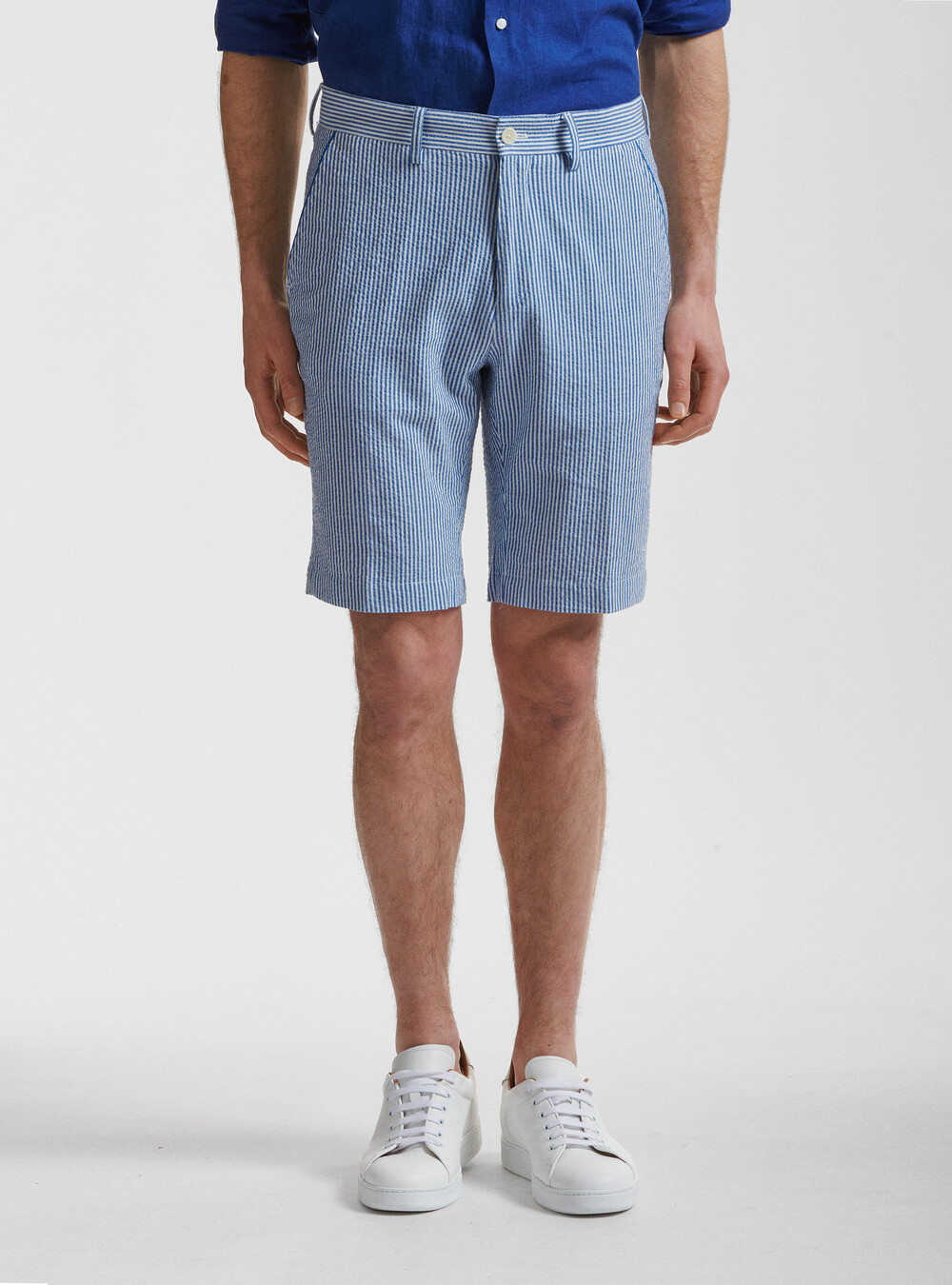 Seersucker cotton striped shorts | GutteridgeUS | Shorts Uomo