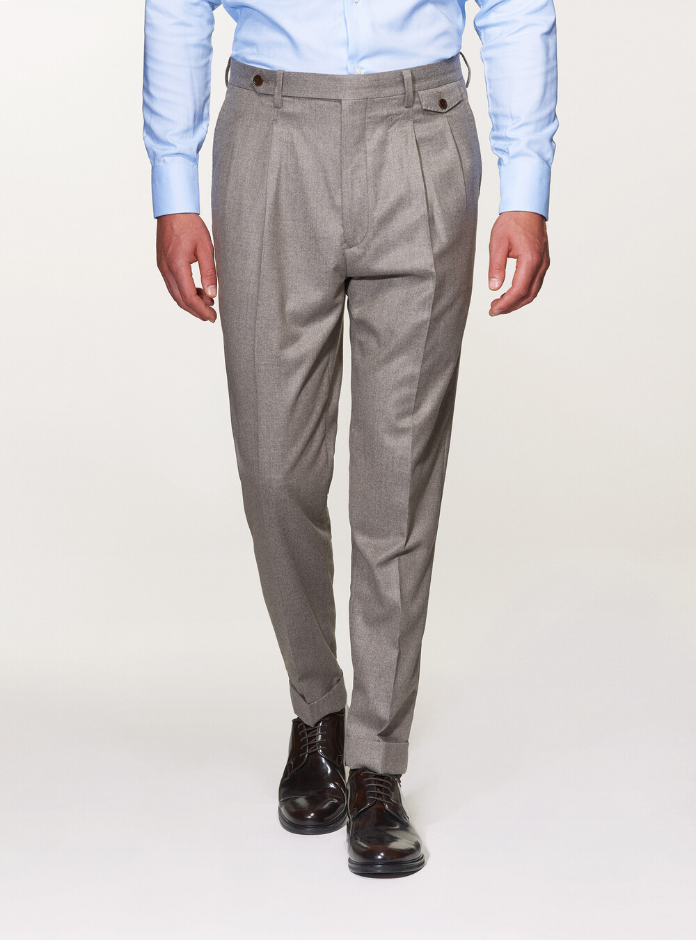 Pantalon de costume en flanelle de laine | GutteridgeEU | Homme