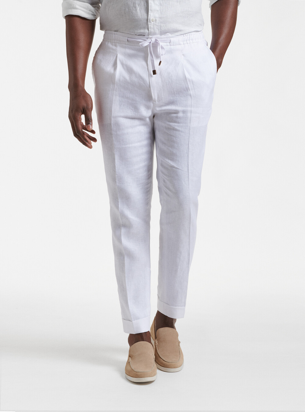 Pure linen pleat and drawstring trousers | GutteridgeEU | catalog-gutteridge-storefront  Uomo