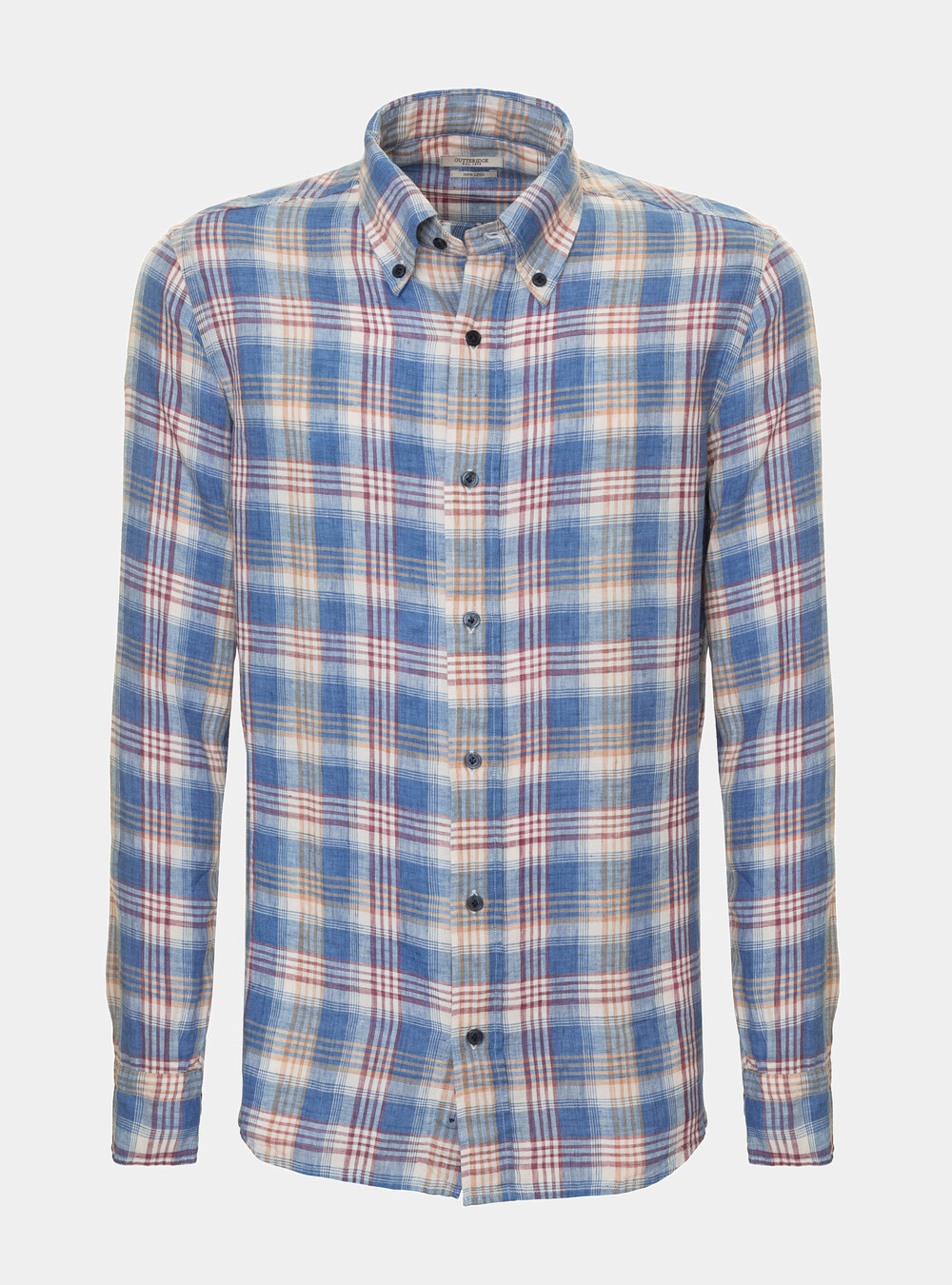 Camicia collo button down in madras di lino | Gutteridge | Mid Season Sale  Uomo