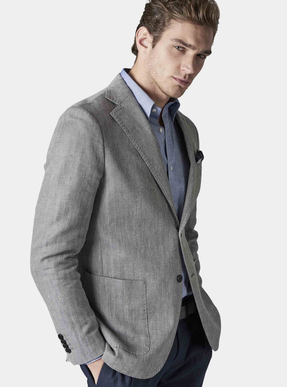 Herringbone "resca" linen and cotton fabric blazer | GutteridgeUS |  catalog-gutteridge-storefront Uomo