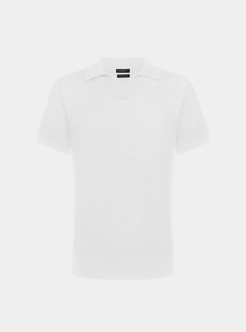White See-Through Knit Polo Shirt