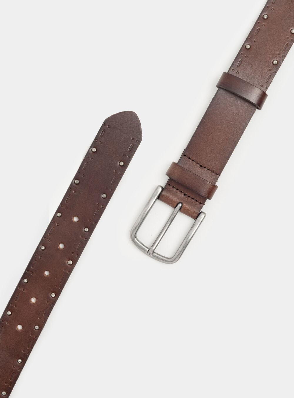 Perforated leather belt with studs | GutteridgeEU | Men's Belts