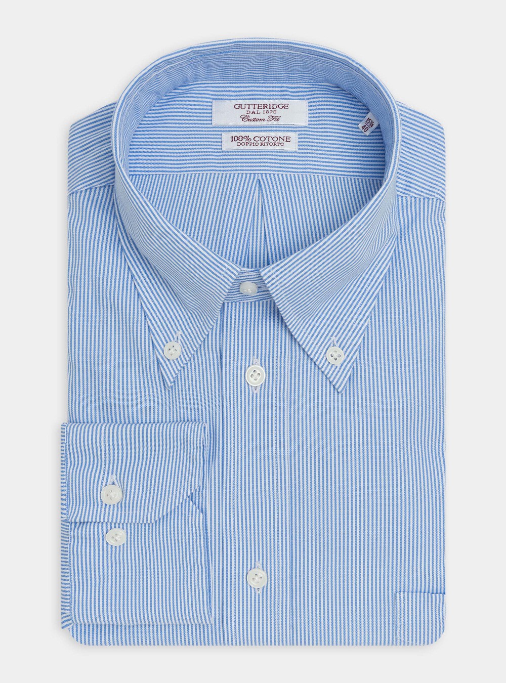 Camicia custom fit con collo button down in oxford di cotone doppio ritorto  | Gutteridge | New In Uomo