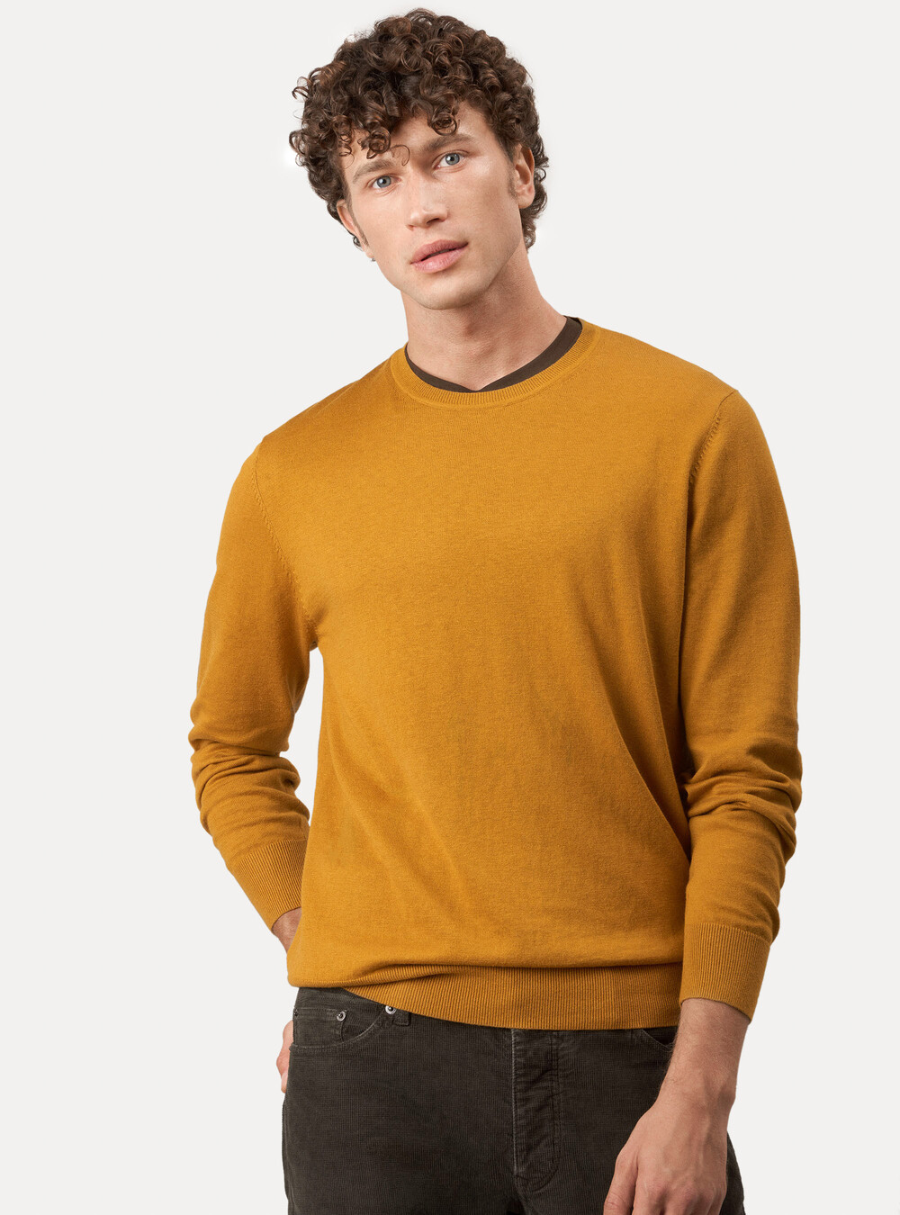 Cotton silk and cashmere crew-neck sweater
