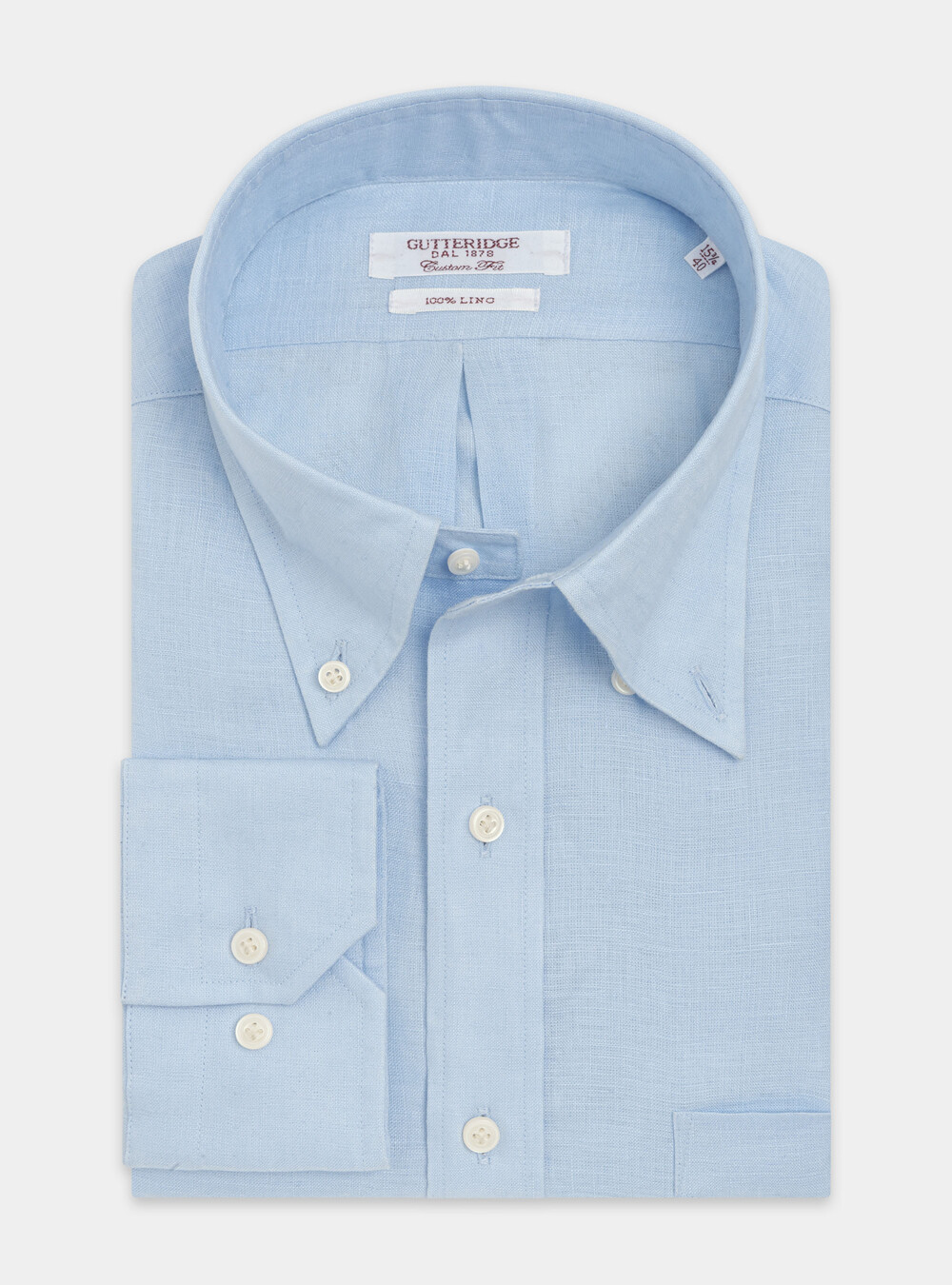 Pure linen custom shirt with button-down collar | GutteridgeEU | Shirts Uomo