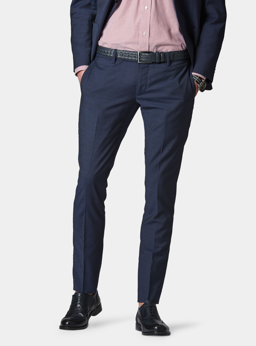 Super wool 100 micro texture suit trousers