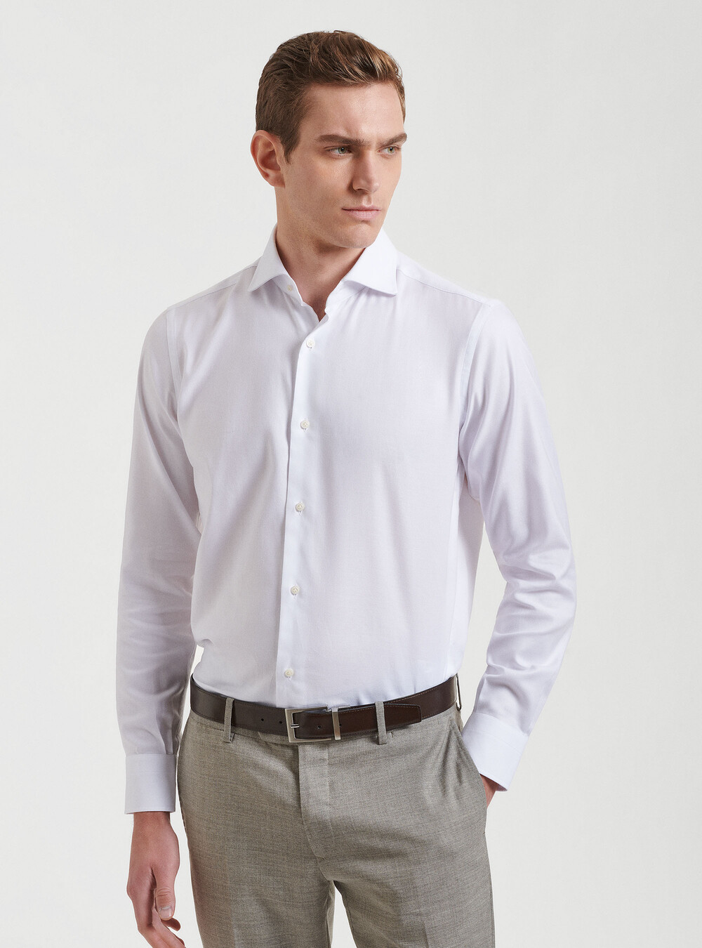 Semi-French collar shirt in cotton oxford | GutteridgeEU | Men's  Semi-French collar