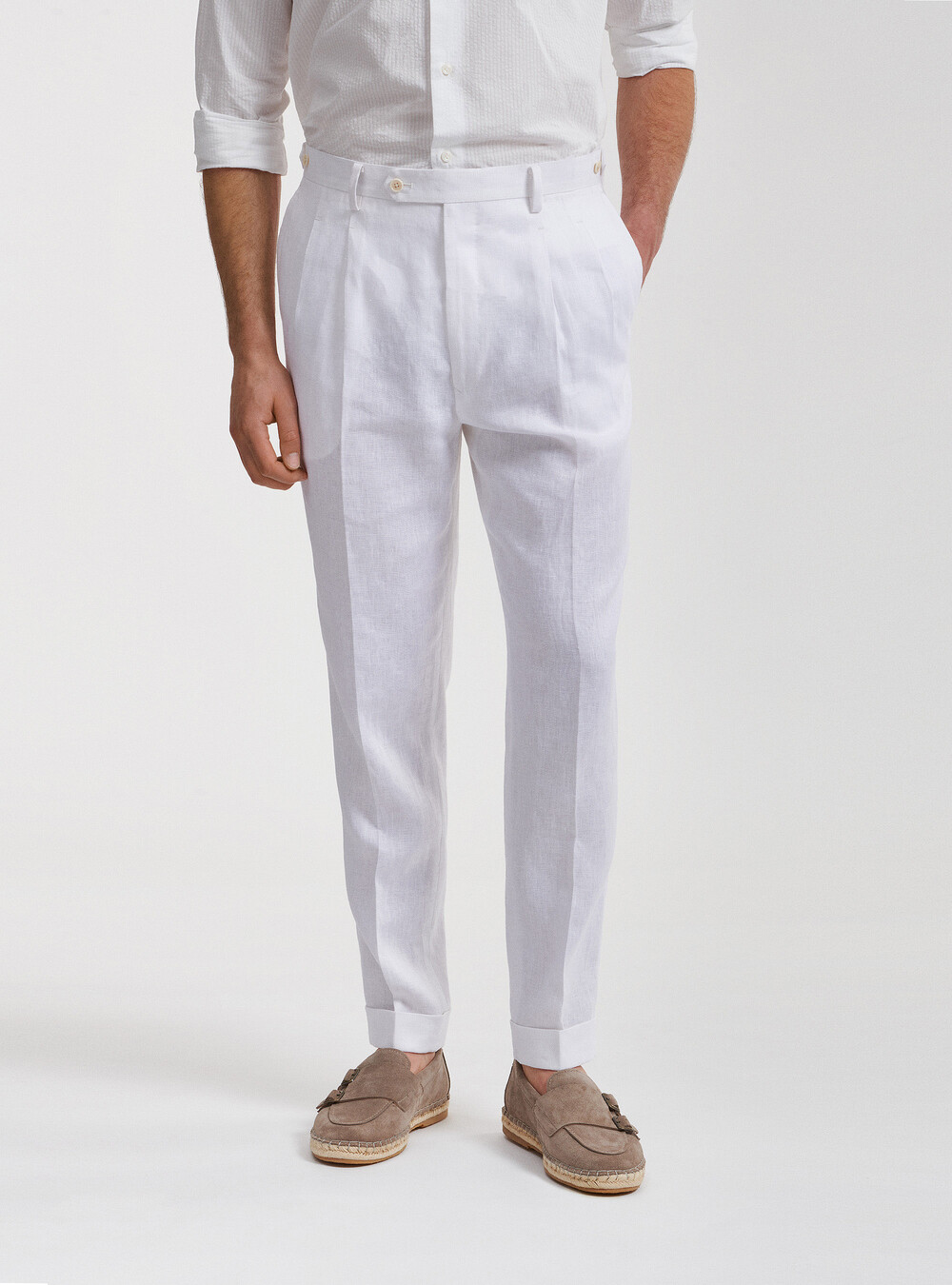 Pantaloni doppia pinces in puro lino | Gutteridge | catalog-gutteridge-storefront  Uomo