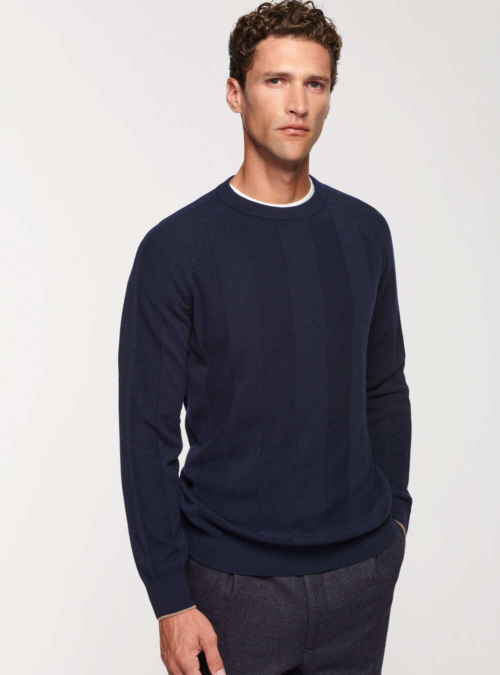 Pull-Over 'Tricot' Bleu/Blanc Homme