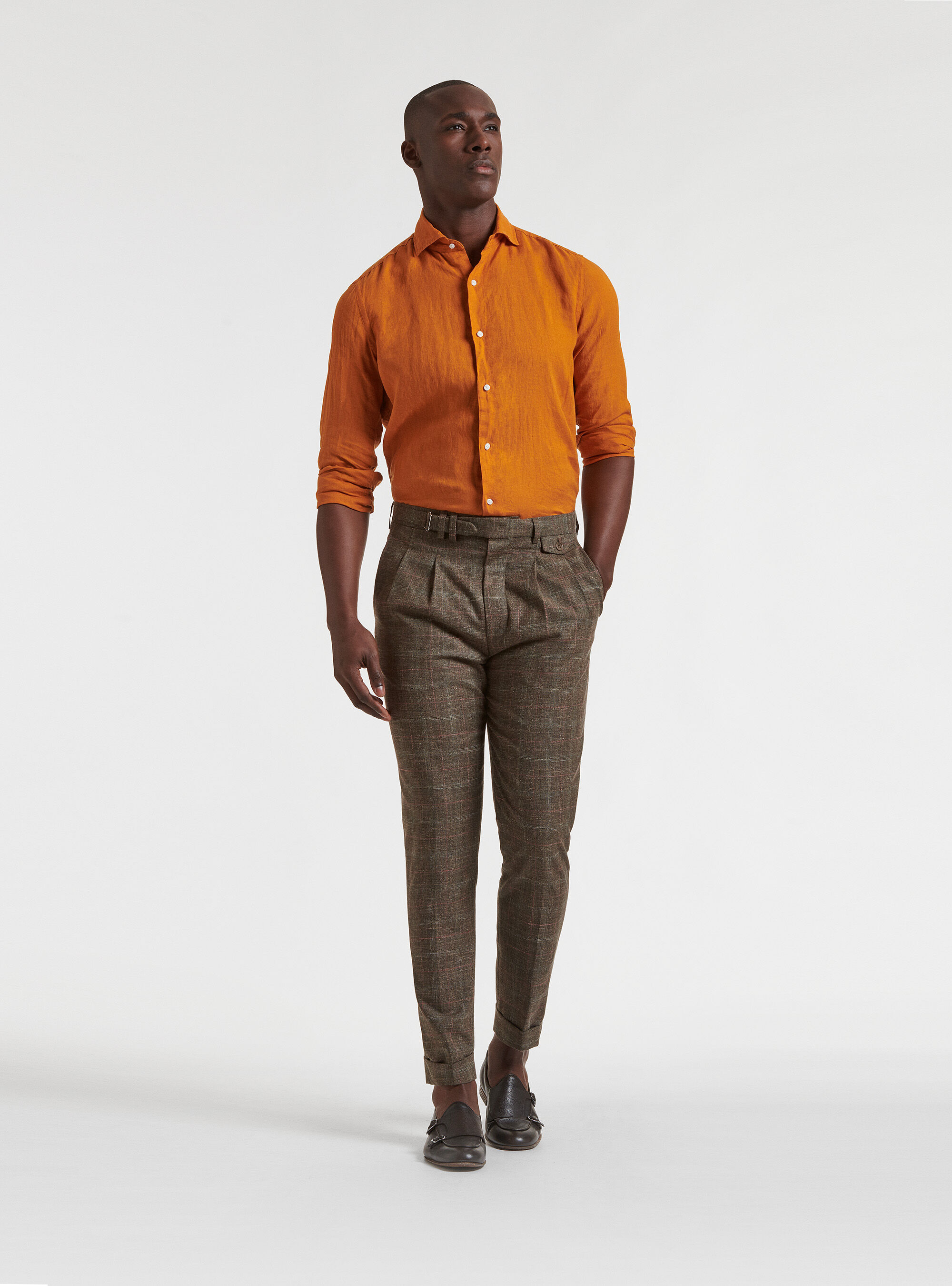 Brown Dress Pants with Orange Shirt Outfits For Men 12 ideas  outfits   Lookastic
