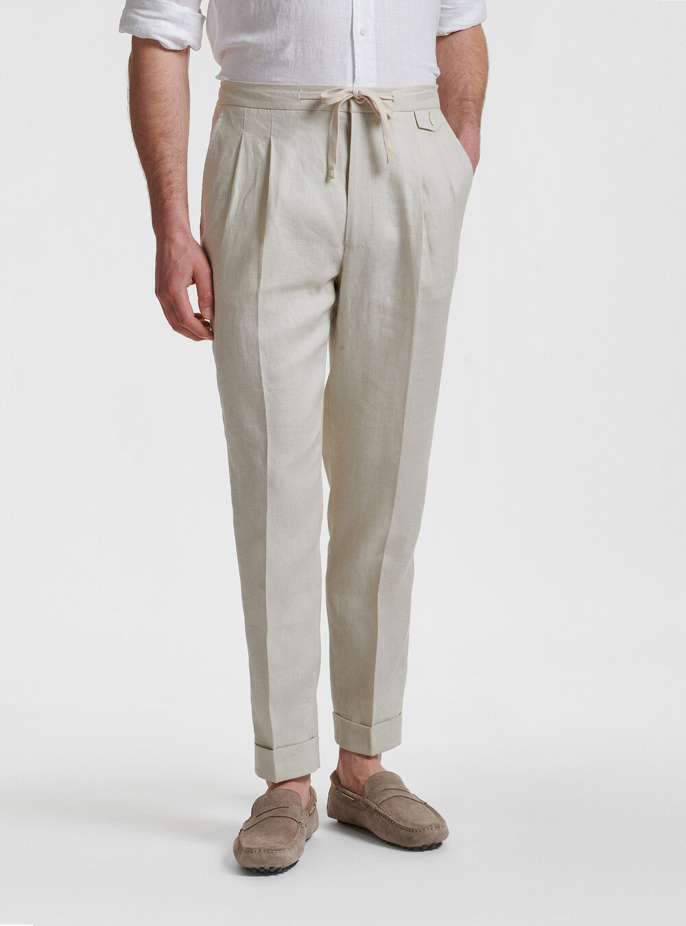 Pantaloni con pinces e coulisse in lino | Gutteridge | Pantaloni Uomo