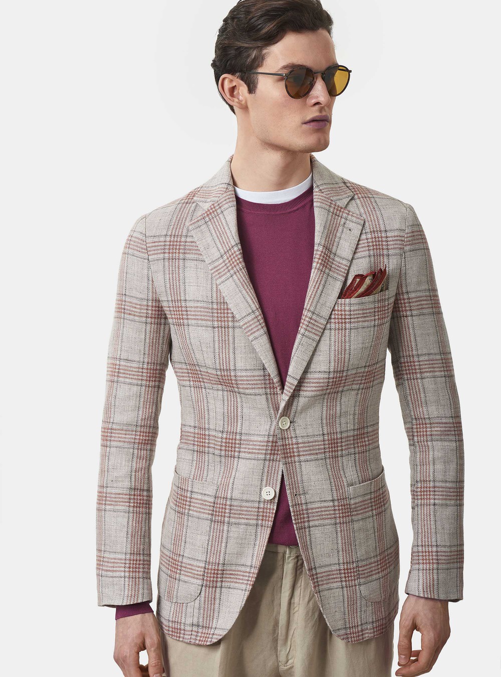 Linen and wool checked blazer | GutteridgeUS |  catalog-gutteridge-storefront Uomo