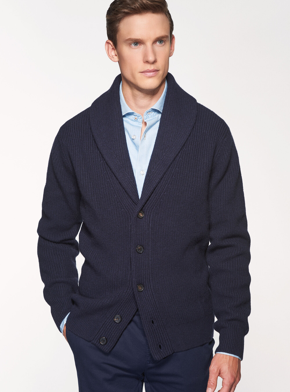 Wool-blend rib knit cardigan | GutteridgeEU | catalog-gutteridge-storefront  Uomo