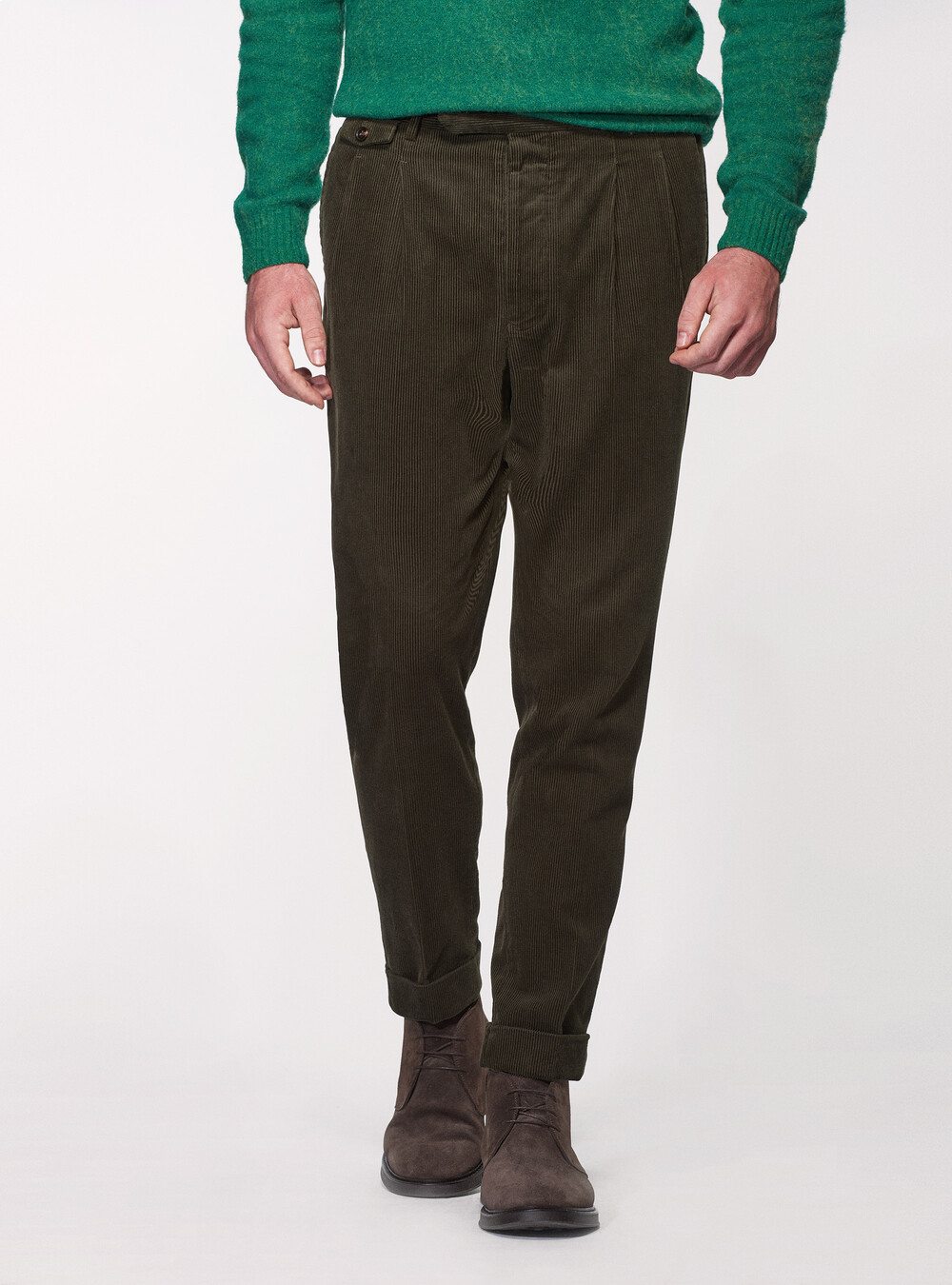 Cotton velvet trousers with side strap | GutteridgeUS | catalog-gutteridge-storefront  Uomo