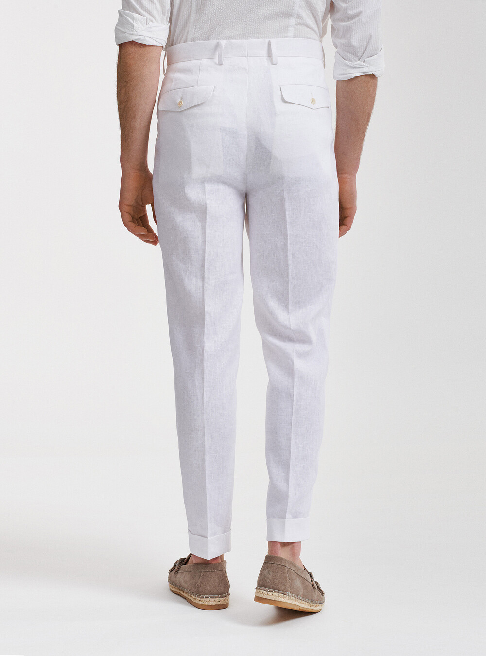 Pure linen double pleat trousers | GutteridgeEU |  catalog-gutteridge-storefront Uomo