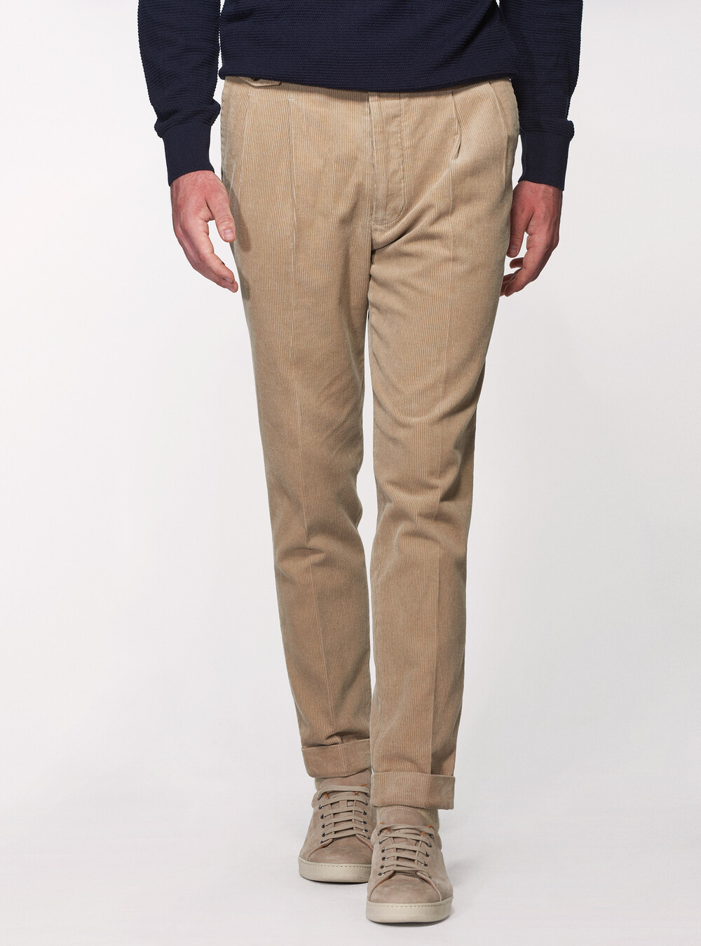 Pantaloni in velluto di cotone con cinturino laterale | GutteridgeEU |  catalog-gutteridge-storefront Uomo