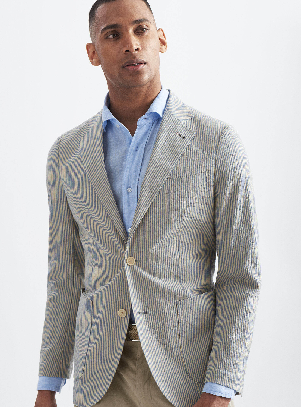 Striped cotton and linen seersucker blazer | GutteridgeUK | Blazers Uomo