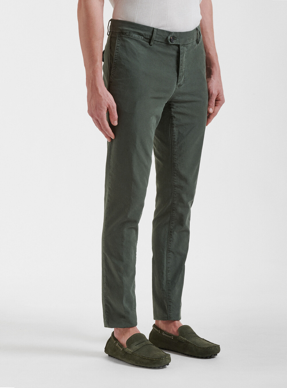 Garment dyed stretch cotton slim fit chino trousers | GutteridgeEU | Men's  Trousers