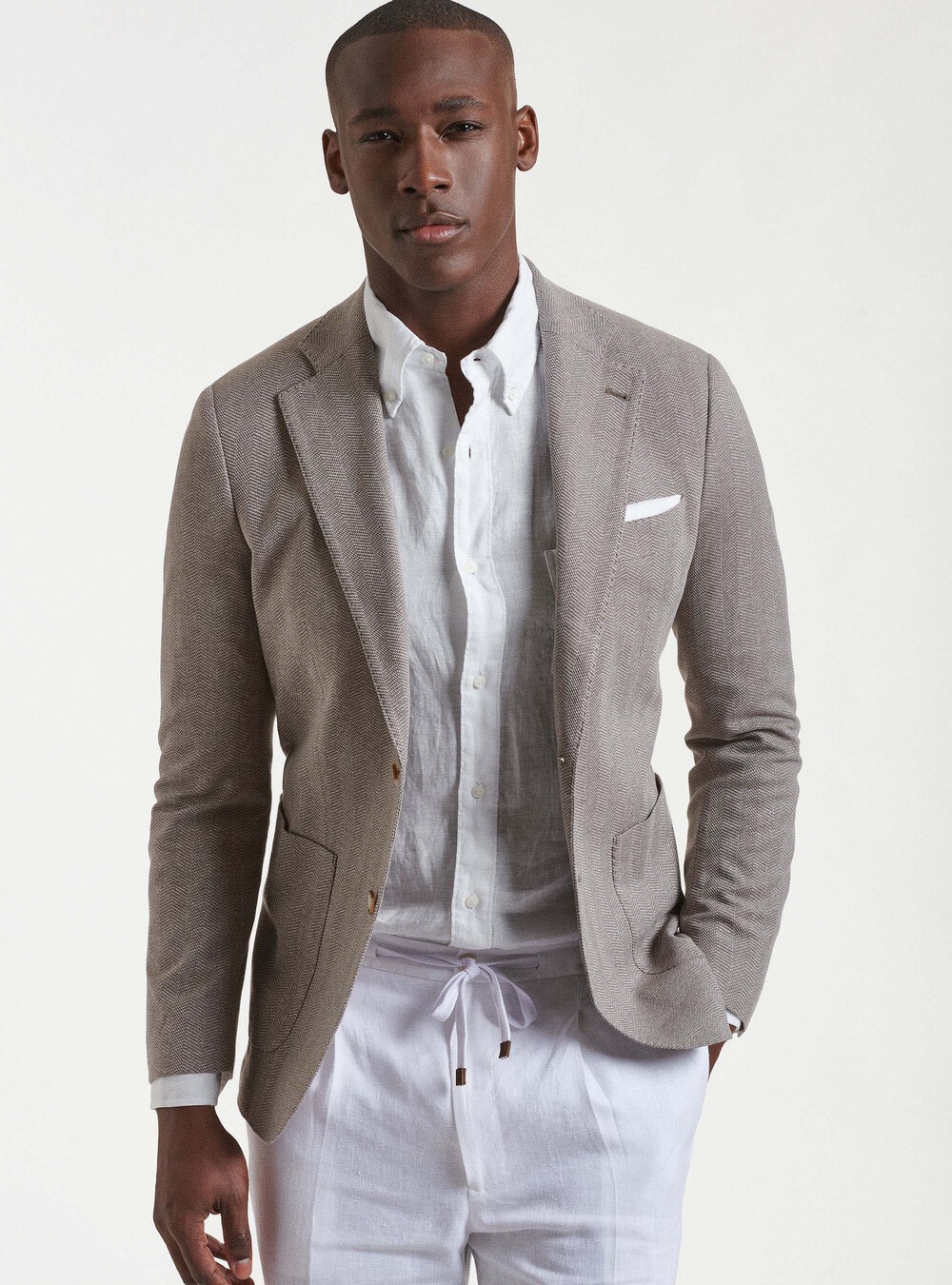 Herringbone blazer in cotton jersey | GutteridgeUS |  catalog-gutteridge-storefront Uomo