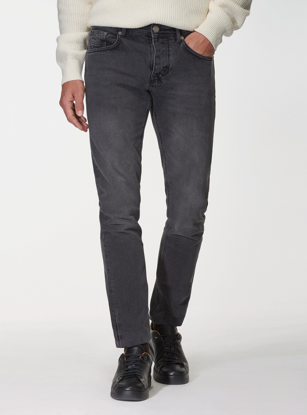 Dark grey regular fit jeans | GutteridgeUS | Men's Jeans