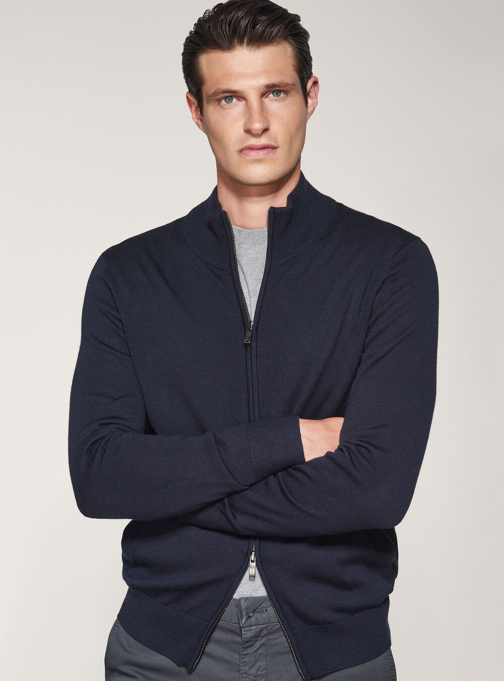 Full-zip sweater in pure extra-fine merino wool | GutteridgeEU |  catalog-gutteridge-storefront Uomo