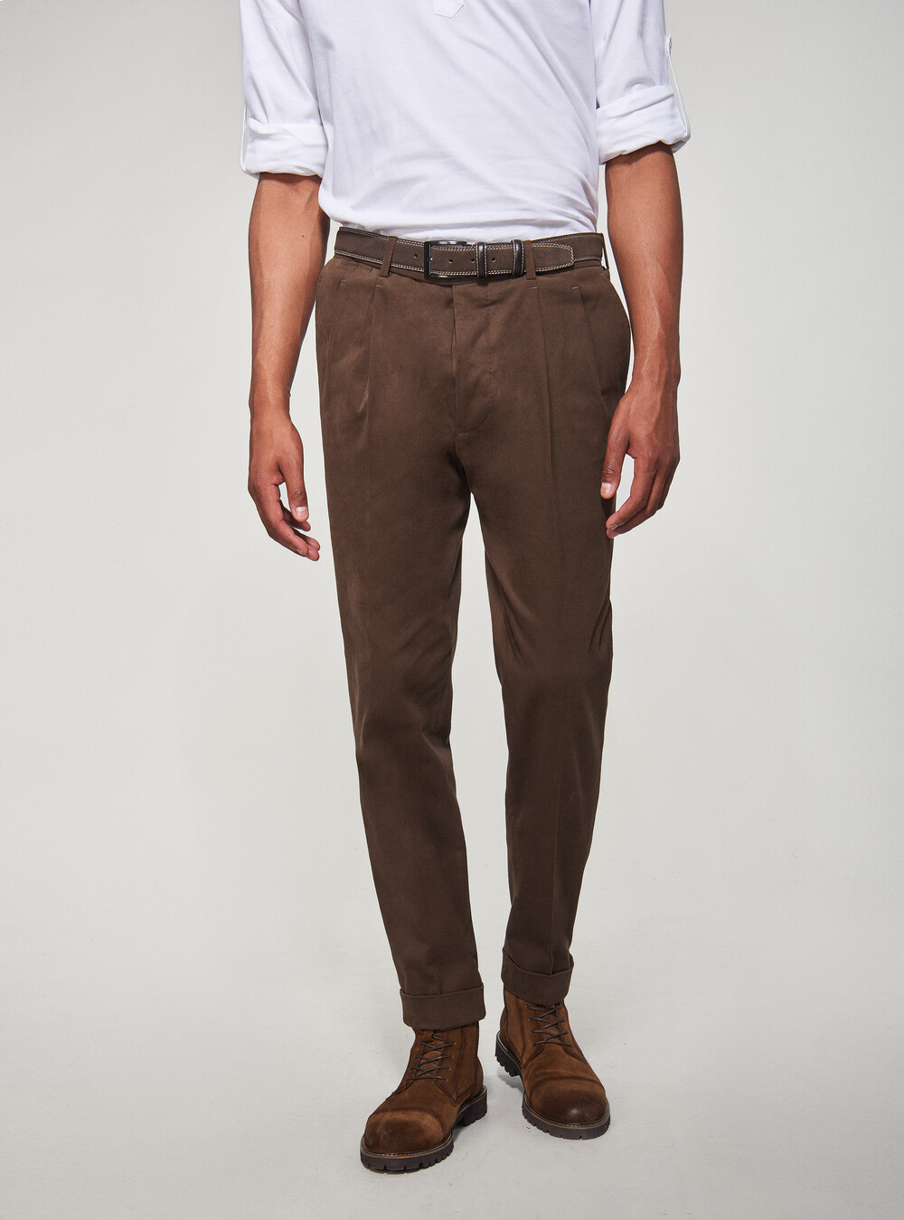 Frosted stretch cotton trousers | GutteridgeUS | Trousers Uomo